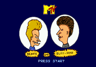 Beavis and Butthead title screen for Sega Genesis
